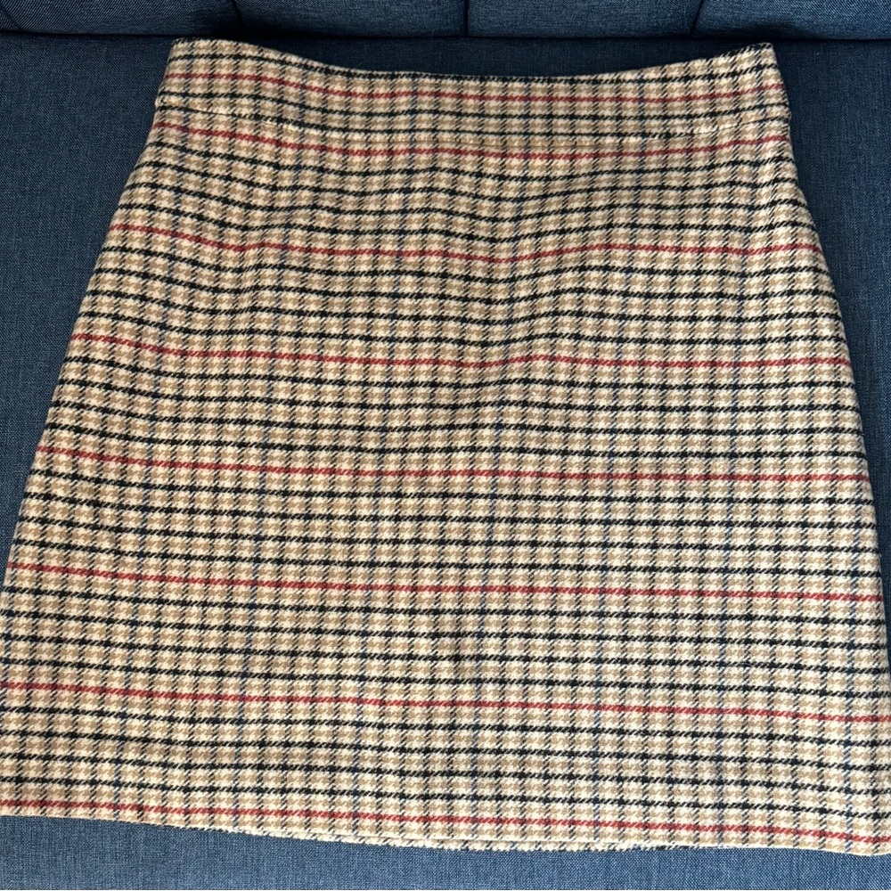 J. Crew Beige Plaid Mini Skirt
